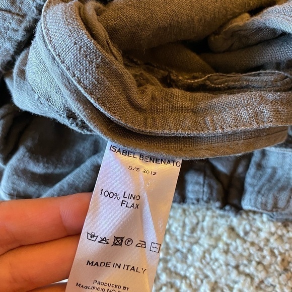 Isabel Benenato Women’s Jacket Size 40 Olive Green Linen Flax Moto Jacket Crop - Picture 7 of 7